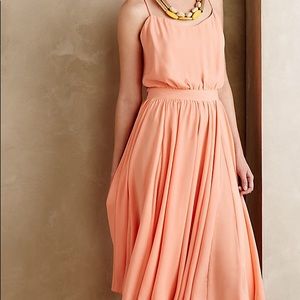 Anthropologie Peach Midi Dress